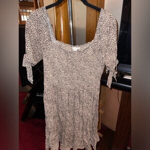 Cheetah Print Shirt Sleeved Dress